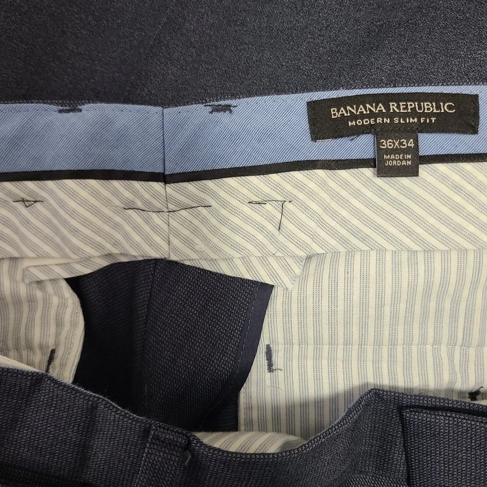 Banana Republic Dress Pants Mens 34‎ x 34 Navy Blue Modern Slim Trousers Slacks